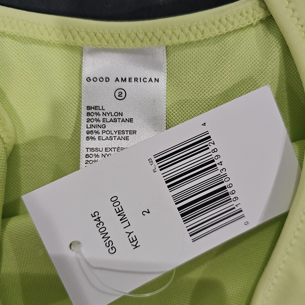NWT Good American Lime Green Neon Compression Bikini Top size 2 Medium - Picture 5 of 6